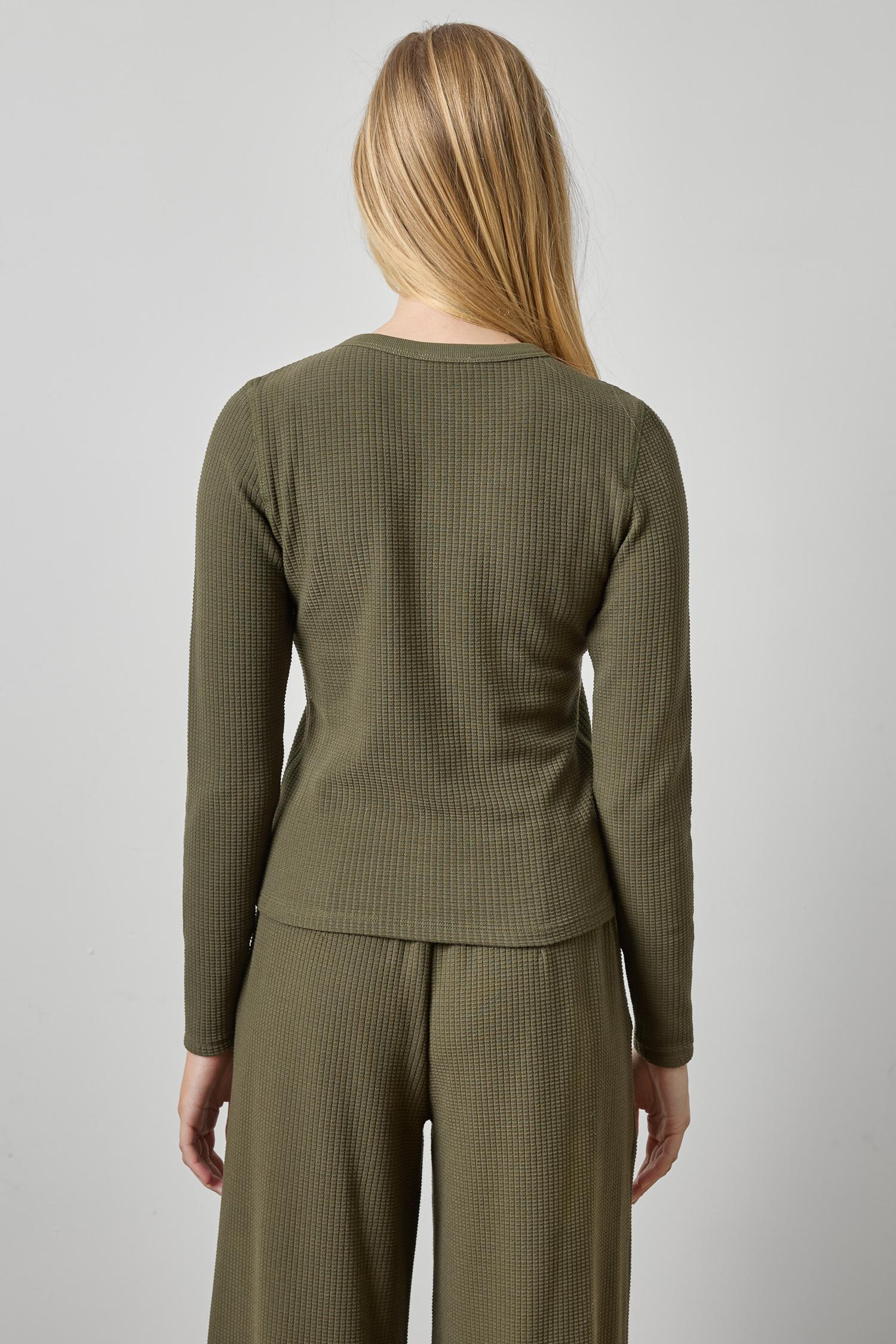 Slim Long Sleeve Crew Womens Top Olive A2