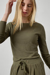 Slim Long Sleeve Crew Womens Top Olive A3