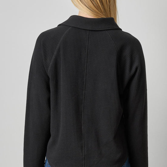 Raglan Polo Womens Top Black A2