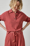 Raglan Polo Womens Top Henna A4