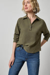 Raglan Polo Womens Top Olive A1