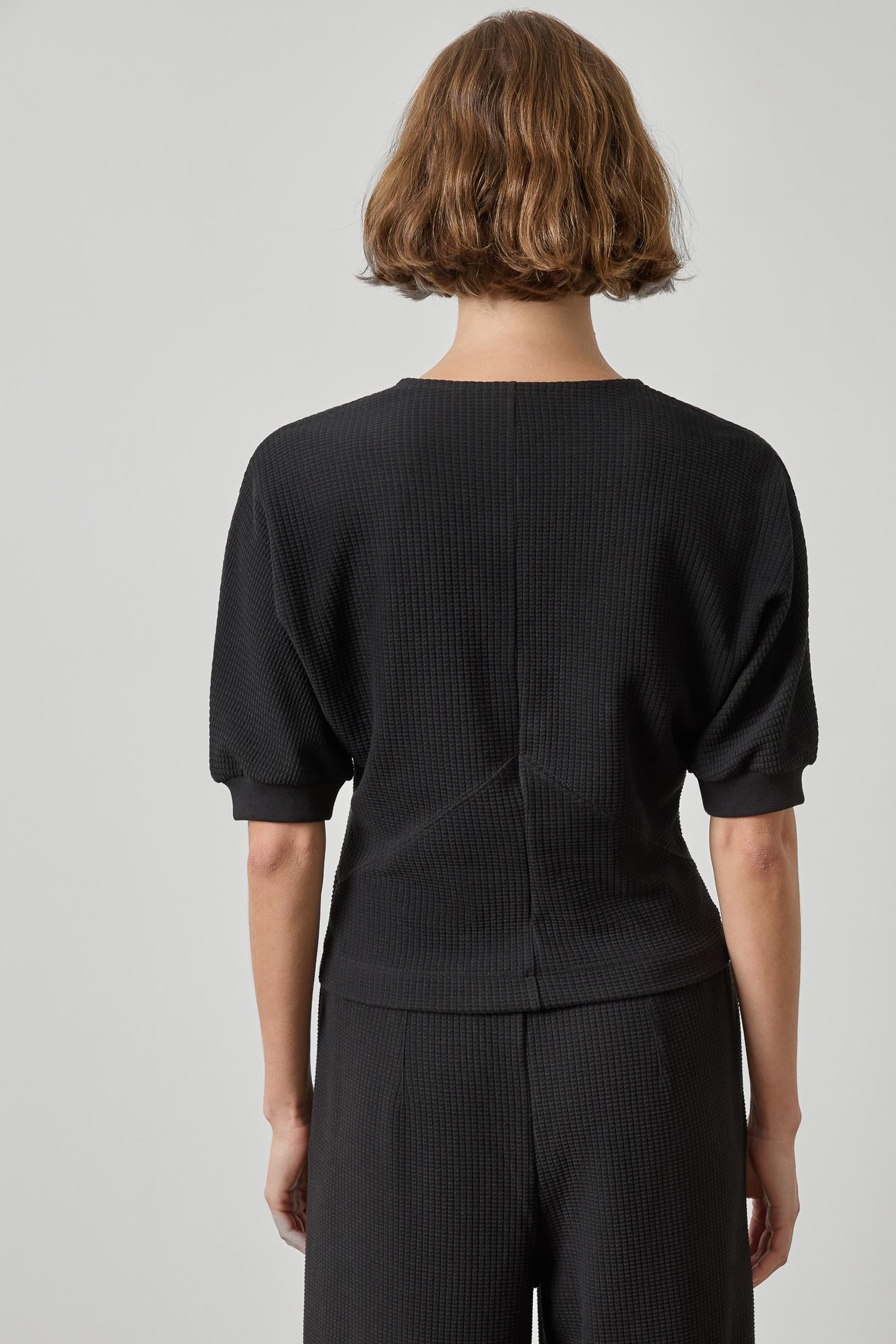 Seamed V-Neck Top Womens Top Black A2