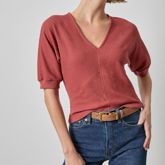 Seamed V-Neck Top Womens Top Henna A1