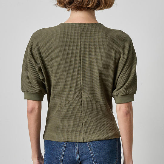 Seamed V-Neck Top Womens Top Olive A2