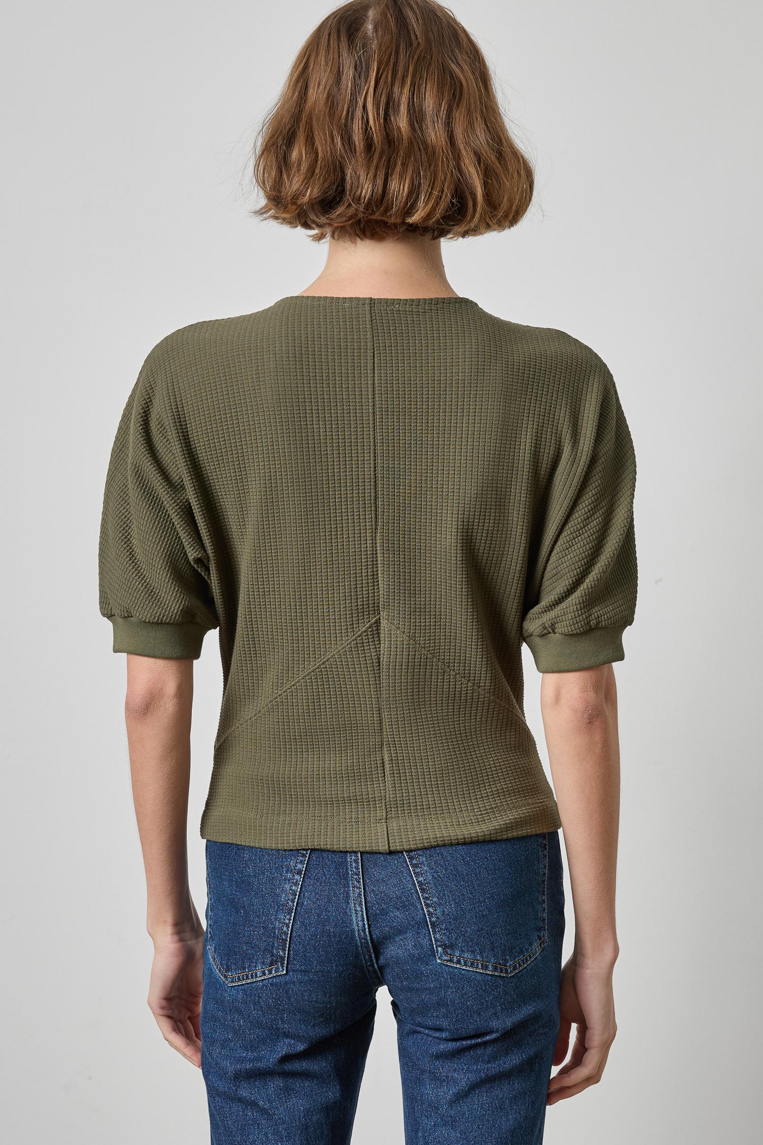 Seamed V-Neck Top Womens Top Olive A2