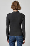Long Sleeve Polo Neck Womens Top Black A2