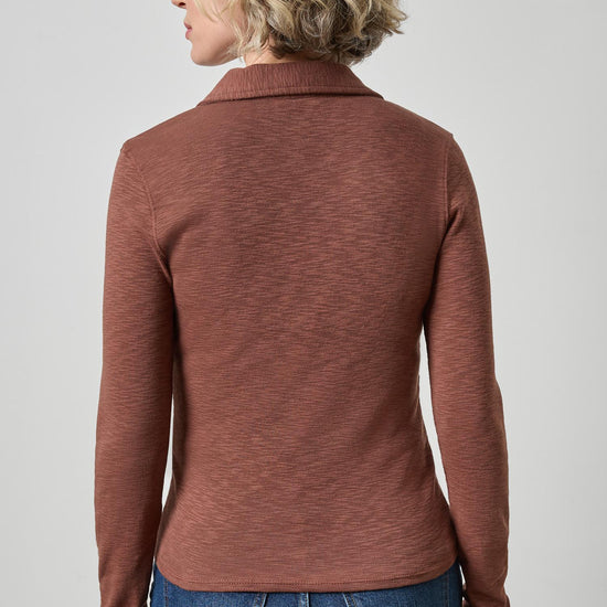 Long Sleeve Polo Neck Womens Top Chestnut A2