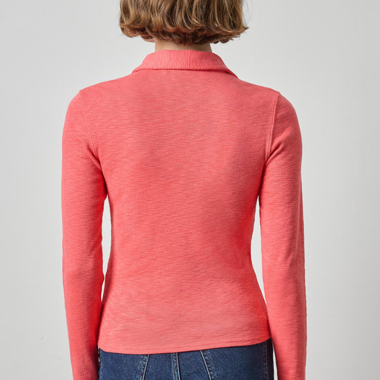 Long Sleeve Polo Neck Womens Top Persimmon A2
