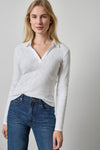 Long Sleeve Polo Neck Womens Top White A1