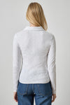 Long Sleeve Polo Neck Womens Top White A2