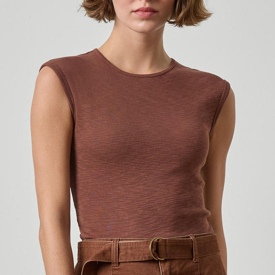 Extended Shoulder Slim Tee Womens Top Chestnut A1