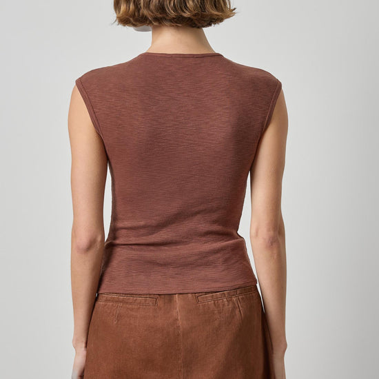 Extended Shoulder Slim Tee Womens Top Chestnut A2