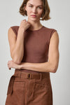 Extended Shoulder Slim Tee Womens Top Chestnut A3