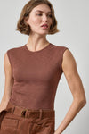 Extended Shoulder Slim Tee Womens Top Chestnut A4