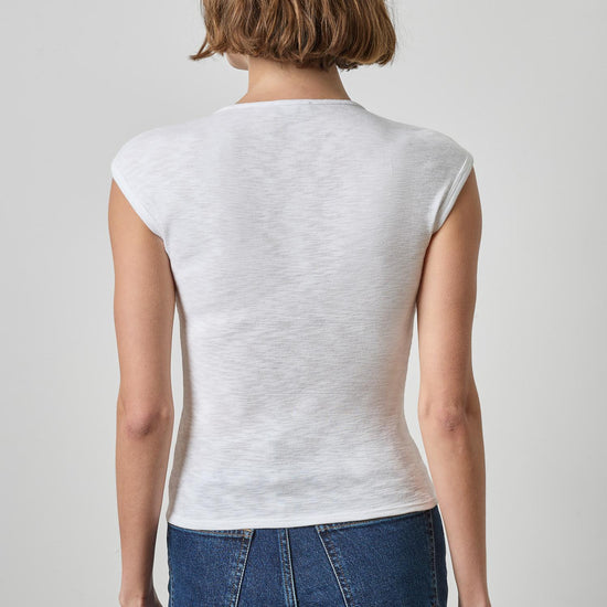 Extended Shoulder Slim Tee Womens Top White A2