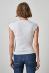 Extended Shoulder Slim Tee Womens Top White A2