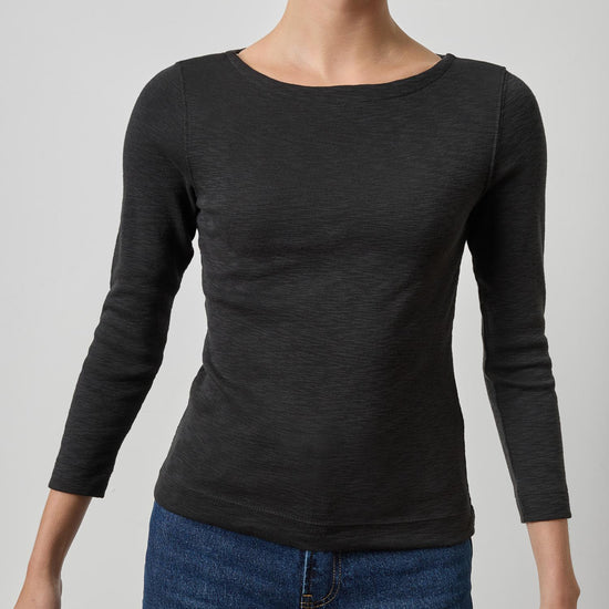 3/4 Sleeve French Tee Womens Top Black A1