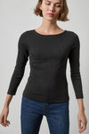 3/4 Sleeve French Tee Womens Top Black A1