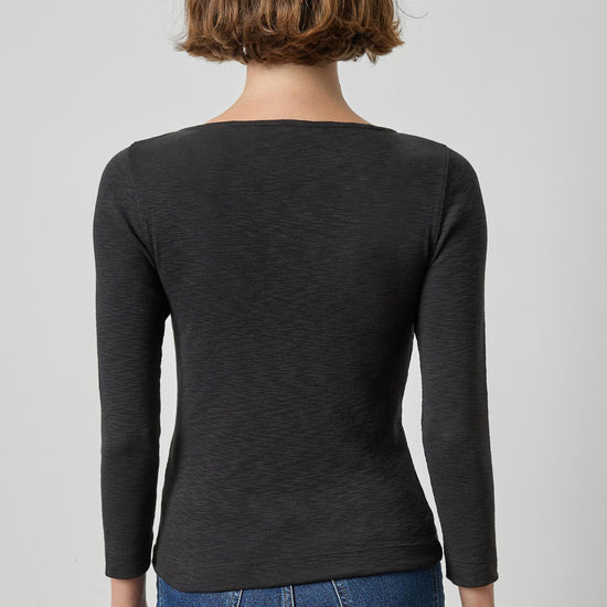 3/4 Sleeve French Tee Womens Top Black A2