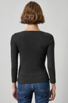 3/4 Sleeve French Tee Womens Top Black A2