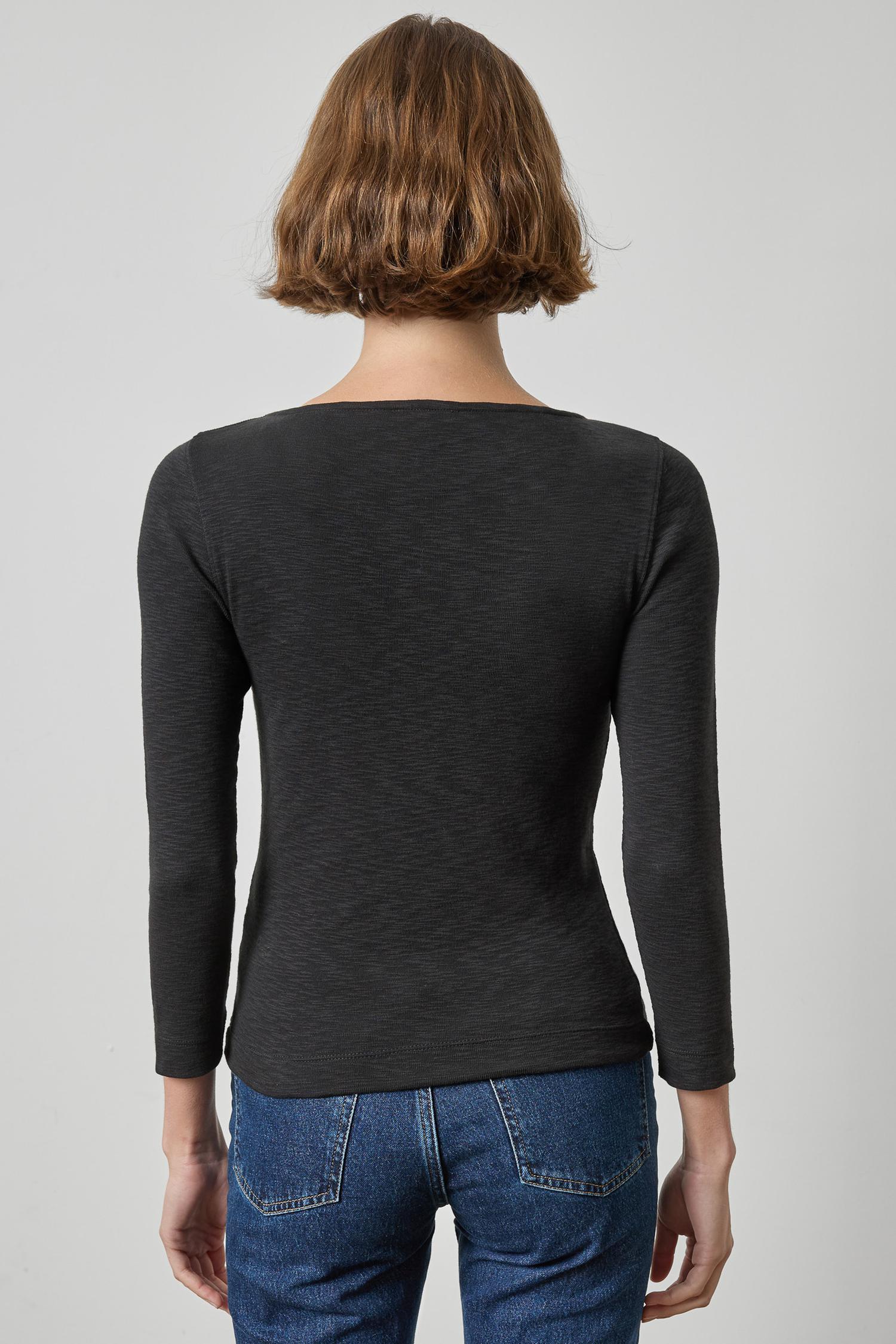 3/4 Sleeve French Tee Womens Top Black A2