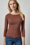 3/4 Sleeve French Tee Womens Top Chestnut A1