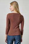 3/4 Sleeve French Tee Womens Top Chestnut A2
