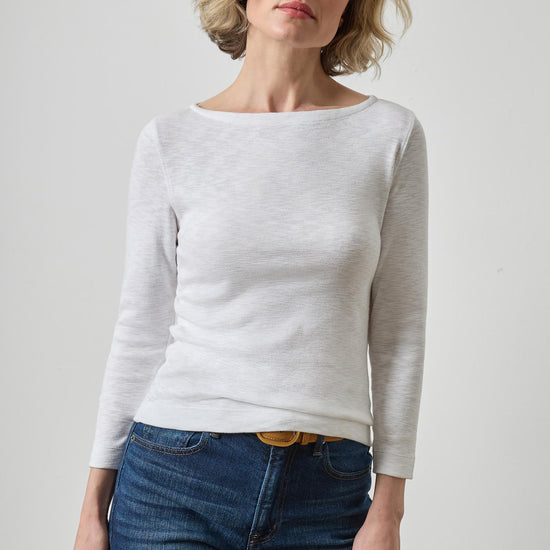 3/4 Sleeve French Tee Womens Top White A1
