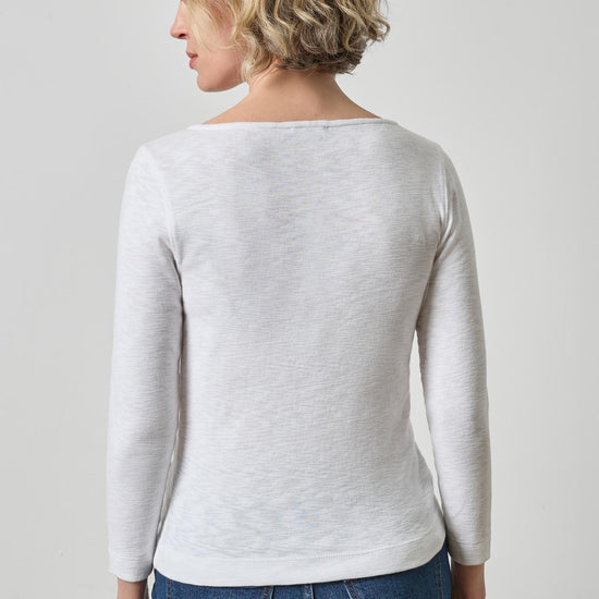 3/4 Sleeve French Tee Womens Top White A2