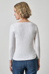3/4 Sleeve French Tee Womens Top White A2