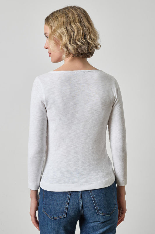 3/4 Sleeve French Tee Womens Top White A2