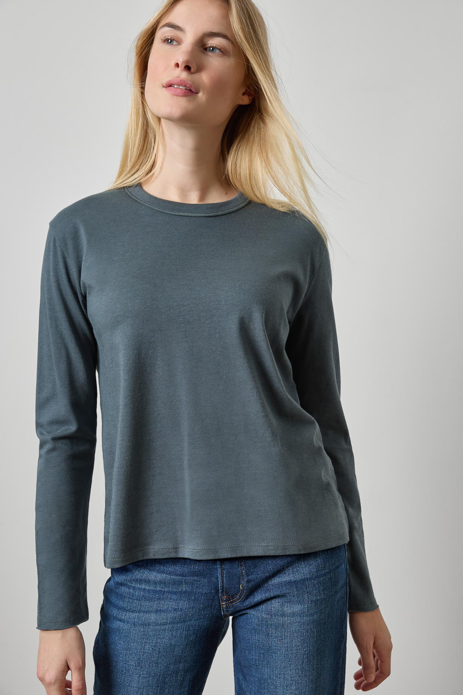 Rolled Edge Relaxed Tee Womens Top Mineral A1