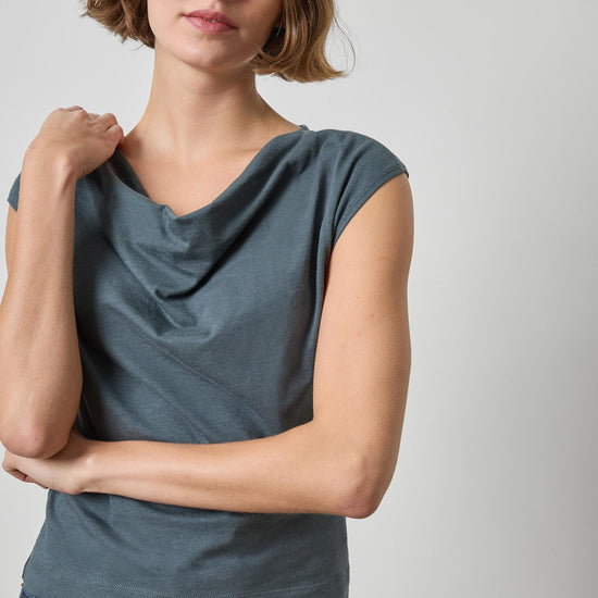 Drape Neck Wedge Top Womens Top Mineral A1