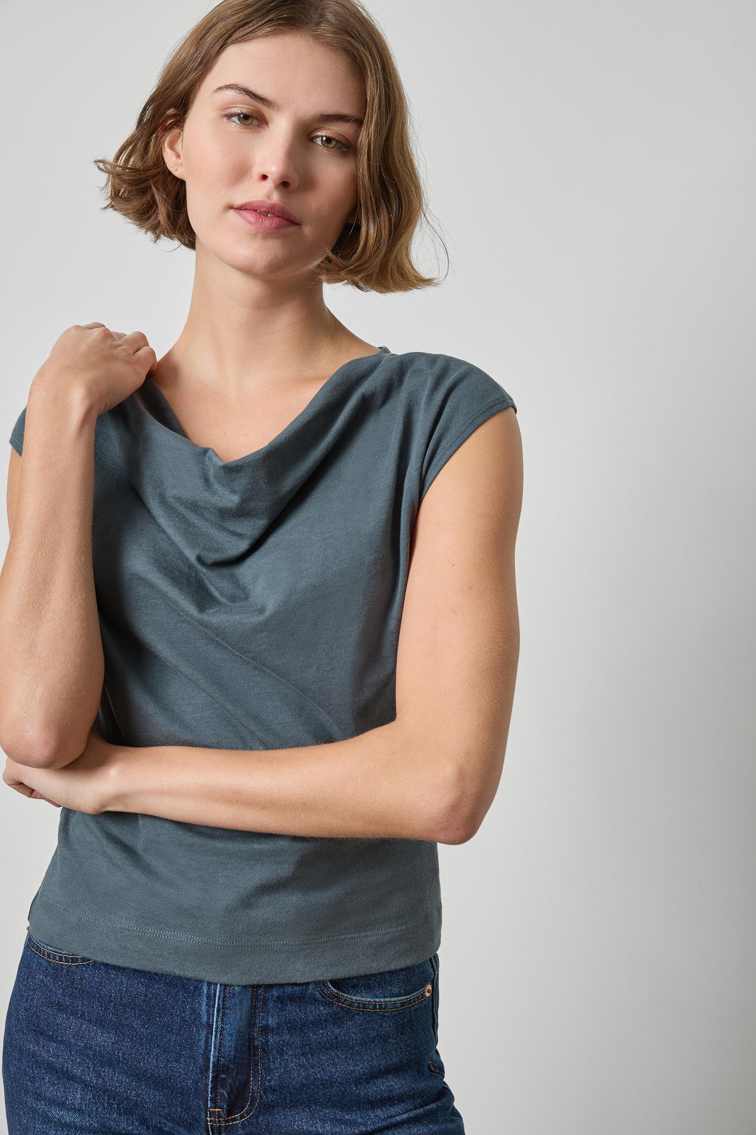 Drape Neck Wedge Top Womens Top Mineral A1