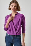 Faux Wrap Collared Top Womens Top Snapdragon A1
