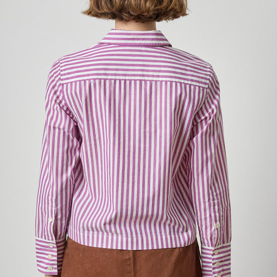 Straight Fit Short Button Down Womens Top Snapdragon Stripe A2
