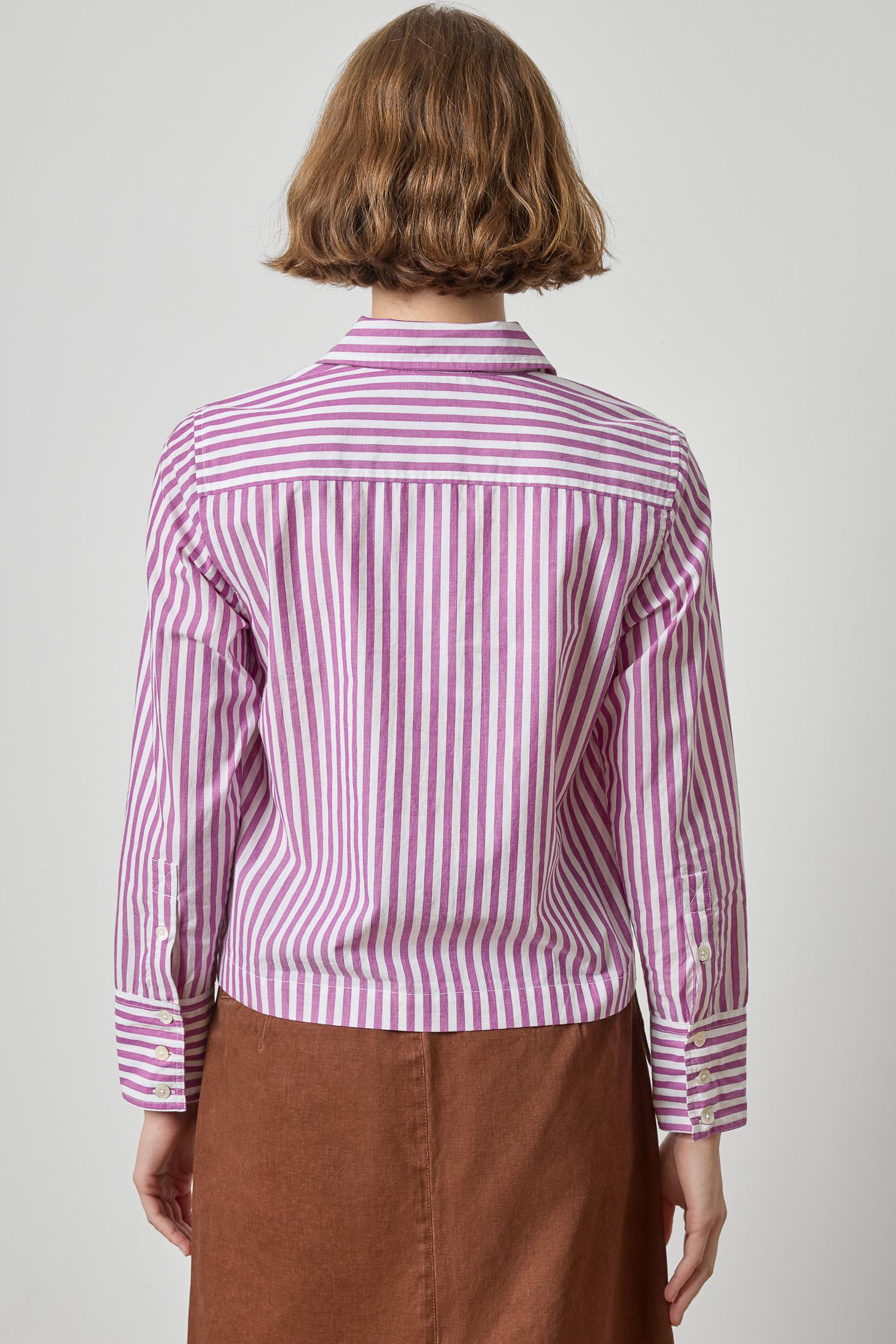 Straight Fit Short Button Down Womens Top Snapdragon Stripe A2