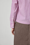 Straight Fit Short Button Down Womens Top Snapdragon Stripe A5