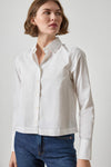 Straight Fit Short Button Down Womens Top White A1