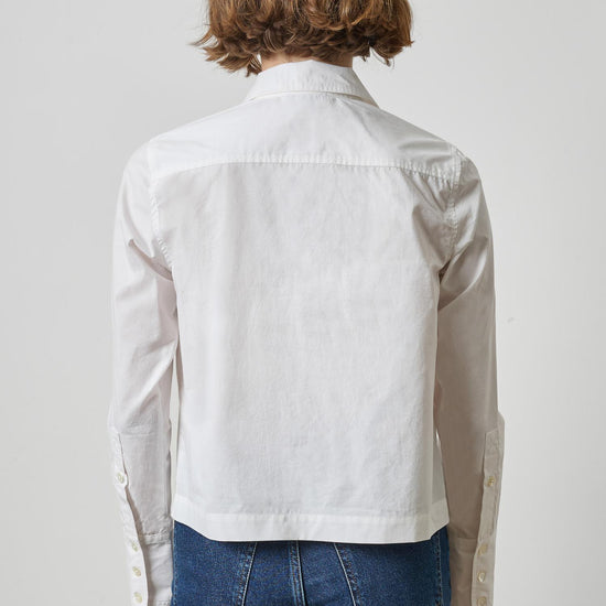 Straight Fit Short Button Down Womens Top White A2