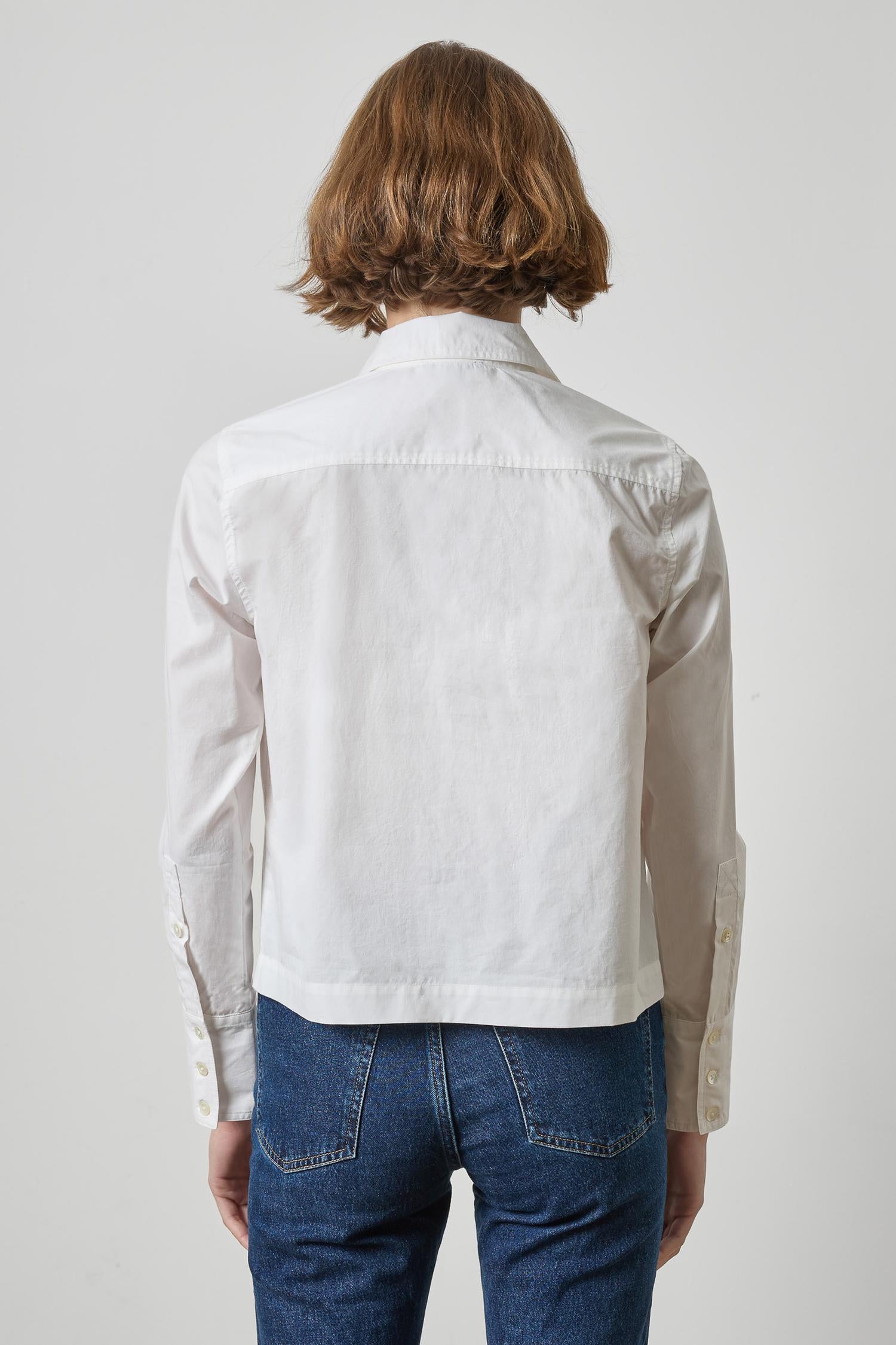 Straight Fit Short Button Down Womens Top White A2