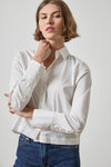 Straight Fit Short Button Down Womens Top White A3