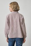 Dolman Sleeve Button Down Shirt Womens Top Chestnut Stripe A2
