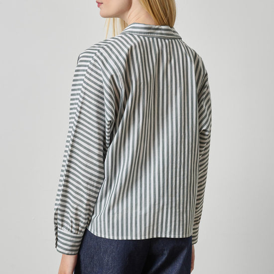 Dolman Sleeve Button Down Shirt Womens Top Mineral Stripe A2