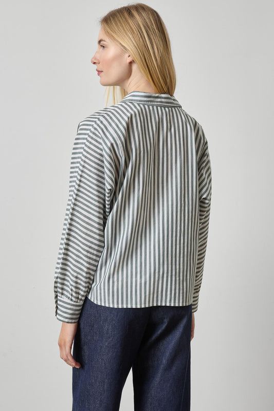 Dolman Sleeve Button Down Shirt Womens Top Mineral Stripe A2