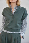 Dolman Sleeve Button Down Shirt Womens Top Mineral Stripe C1