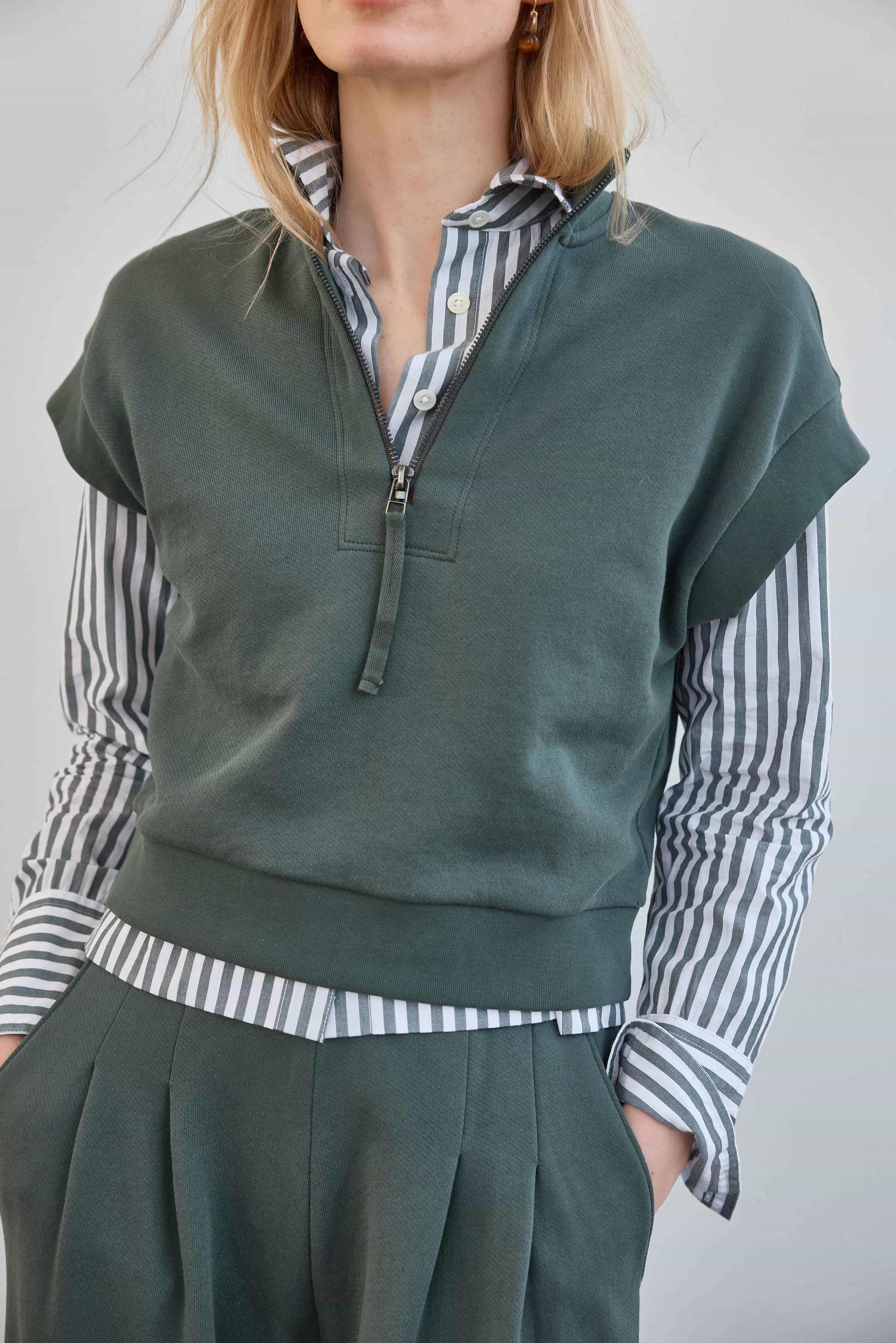 Dolman Sleeve Button Down Shirt Womens Top Mineral Stripe C1