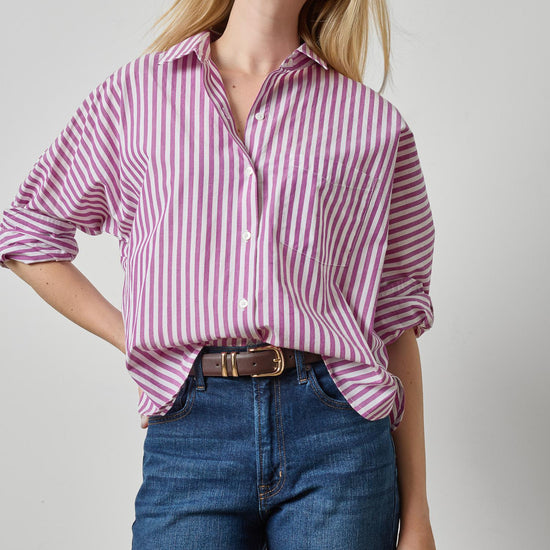 Dolman Sleeve Button Down Shirt Womens Top Snapdragon Stripe A1