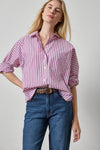 Dolman Sleeve Button Down Shirt Womens Top Snapdragon Stripe A1