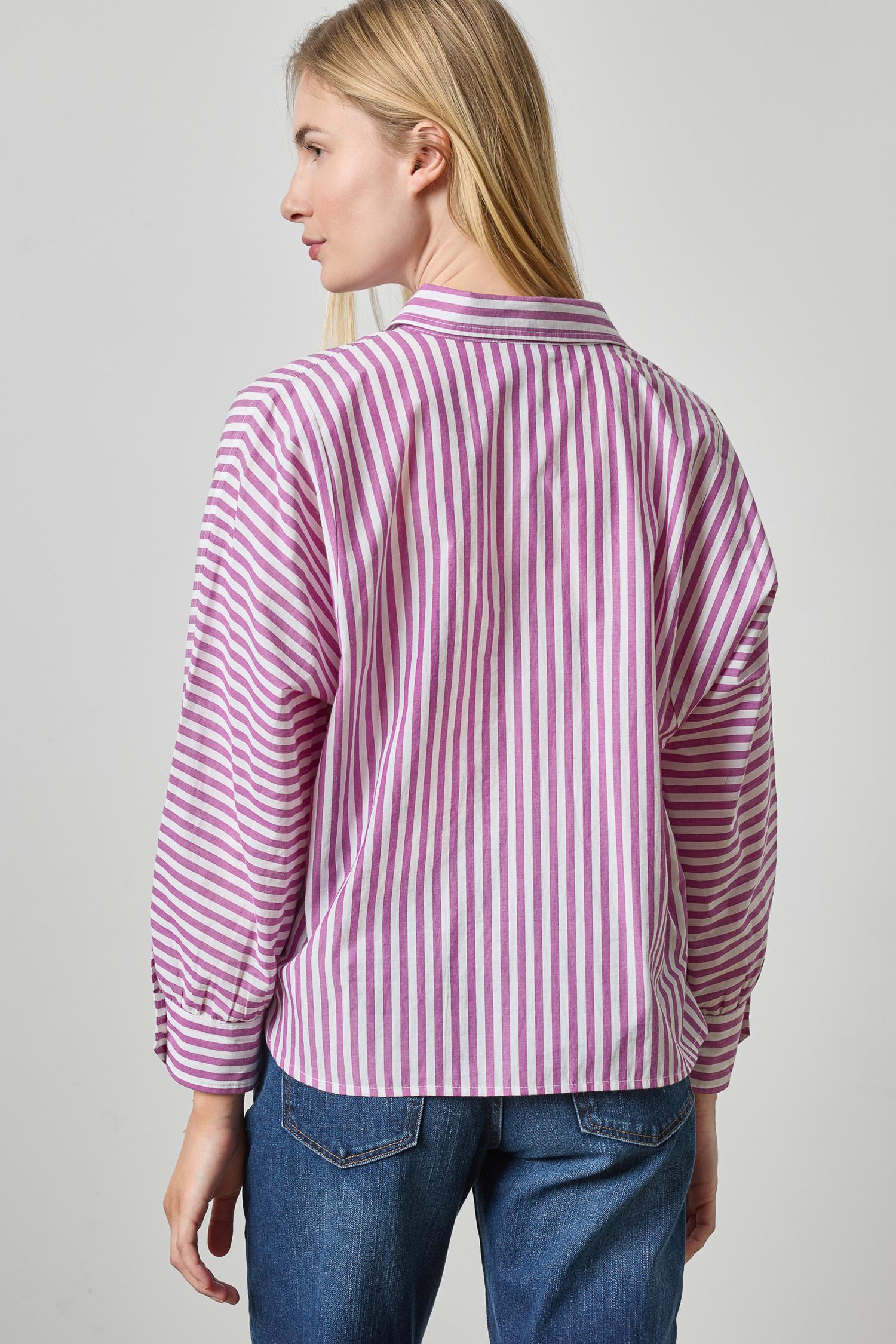 Dolman Sleeve Button Down Shirt Womens Top Snapdragon Stripe A2